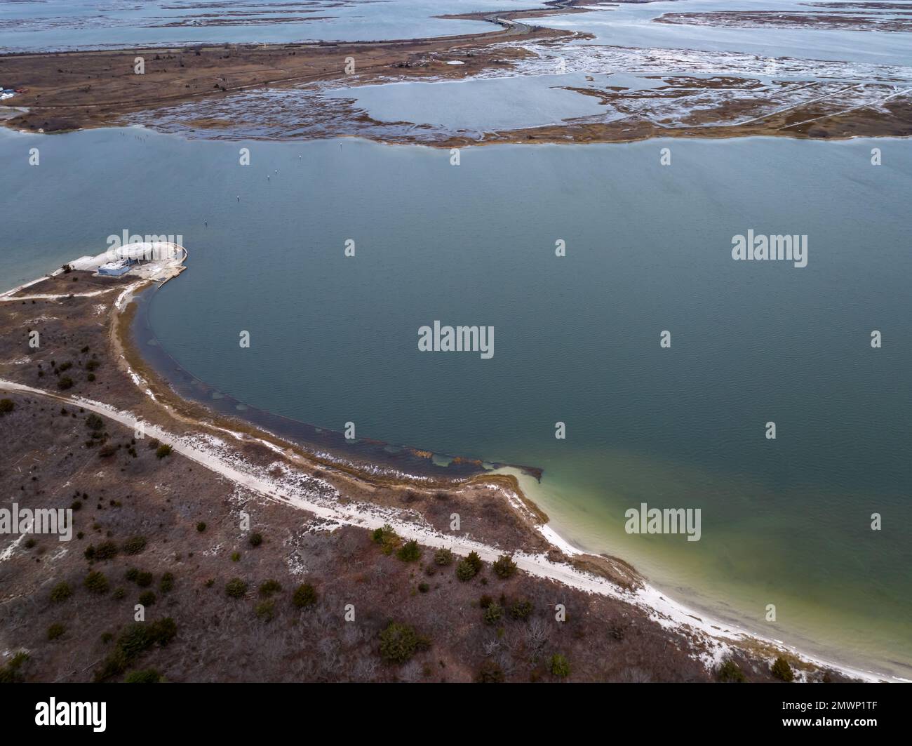 Jones Inlet An aerial view of the Jones Beach, New York in the winter Stock Photo ...