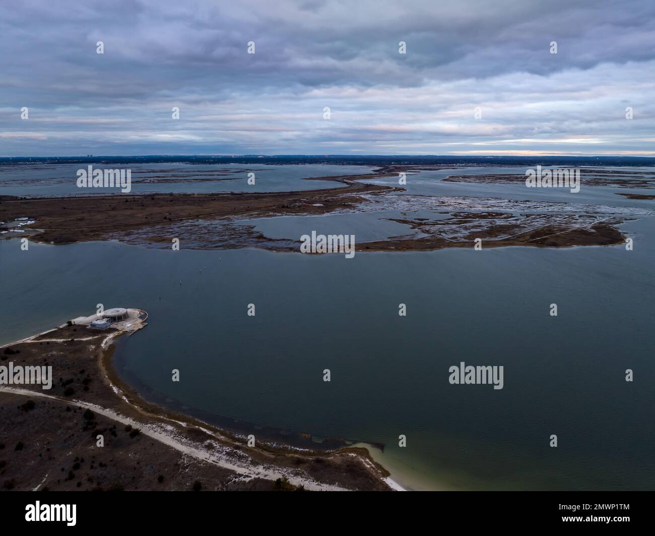 Jones Inlet An aerial view of the Jones Beach, New York in the winter Stock Photo ...