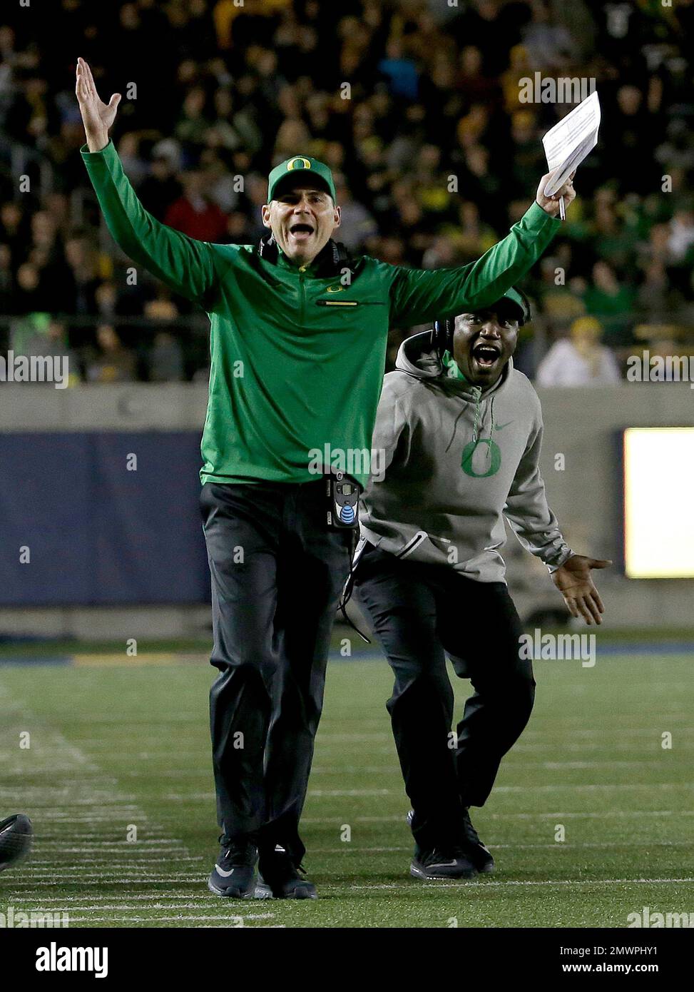 FILE In this Oct. 21, 2016, file photo, Oregon head coach Mark
