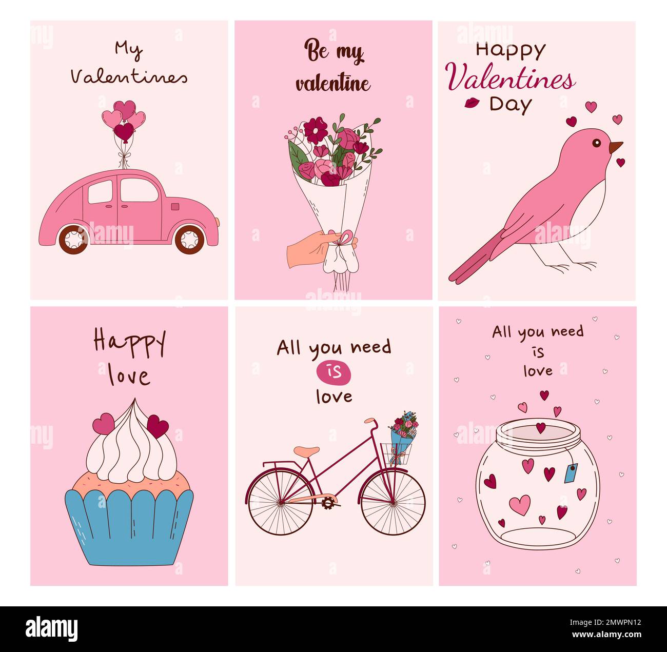 Set of Valentine's Day greeting cards. Vector illustration Stock Vector ...