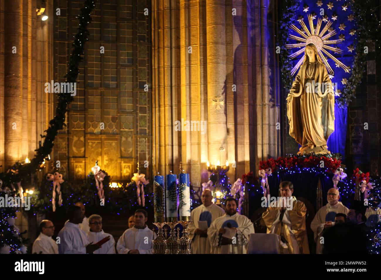 Catholic christians participate at a Christmas Eve mass in Sent Antuan