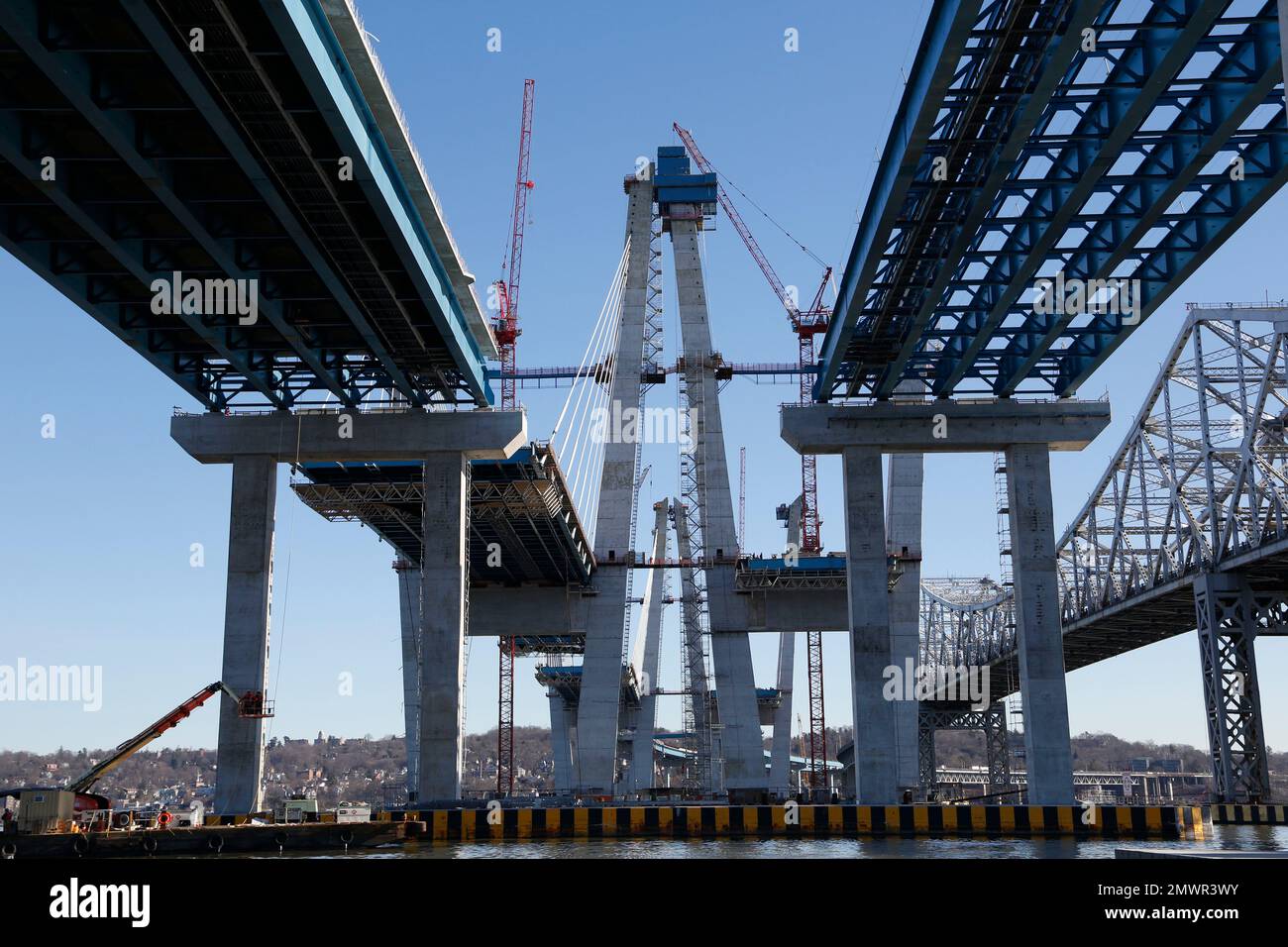 Work continues on the new Tappan Zee Bridge near Tarrytown, N.Y