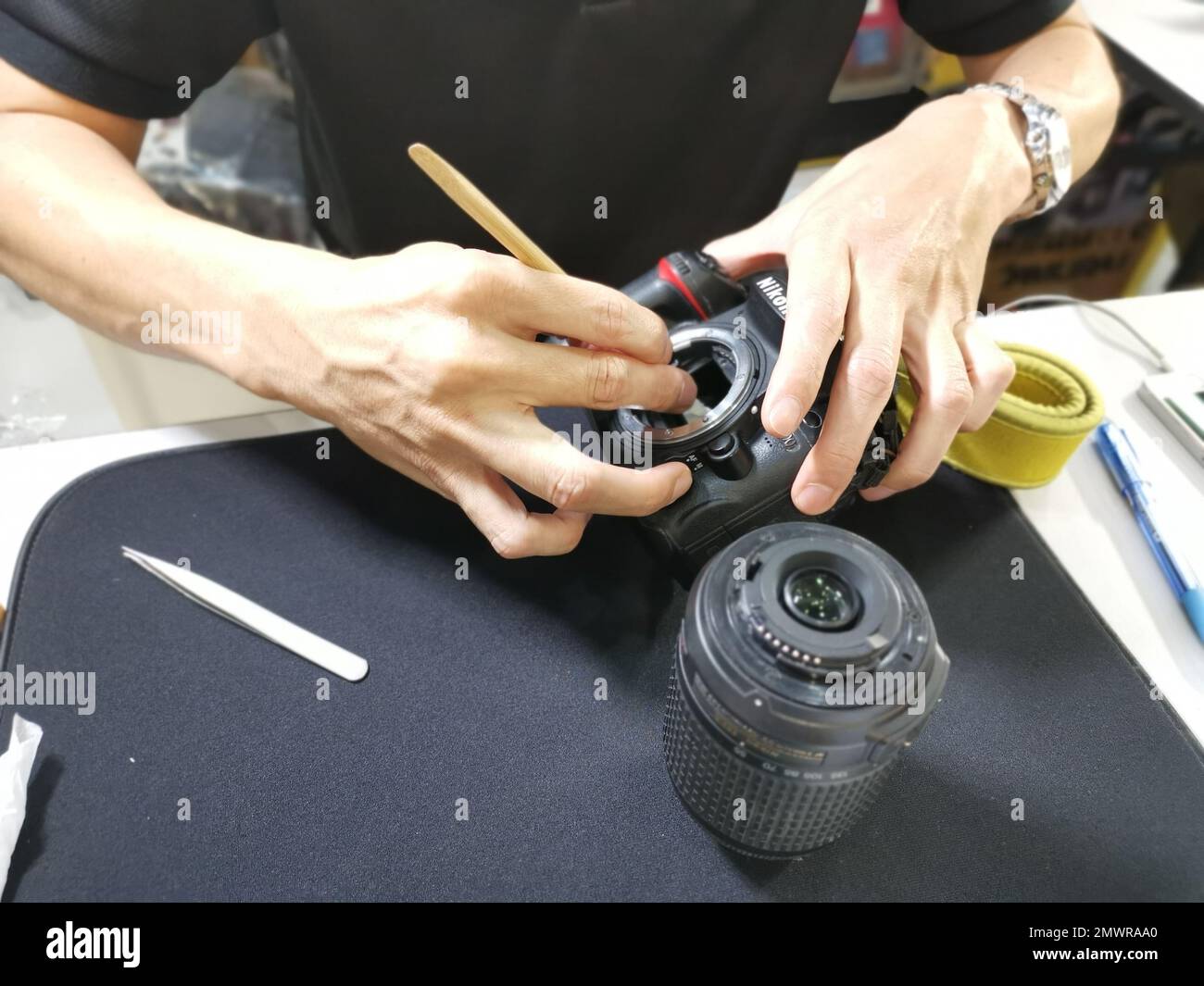 dslr sensor cleaning by professional technician Stock Photo Alamy