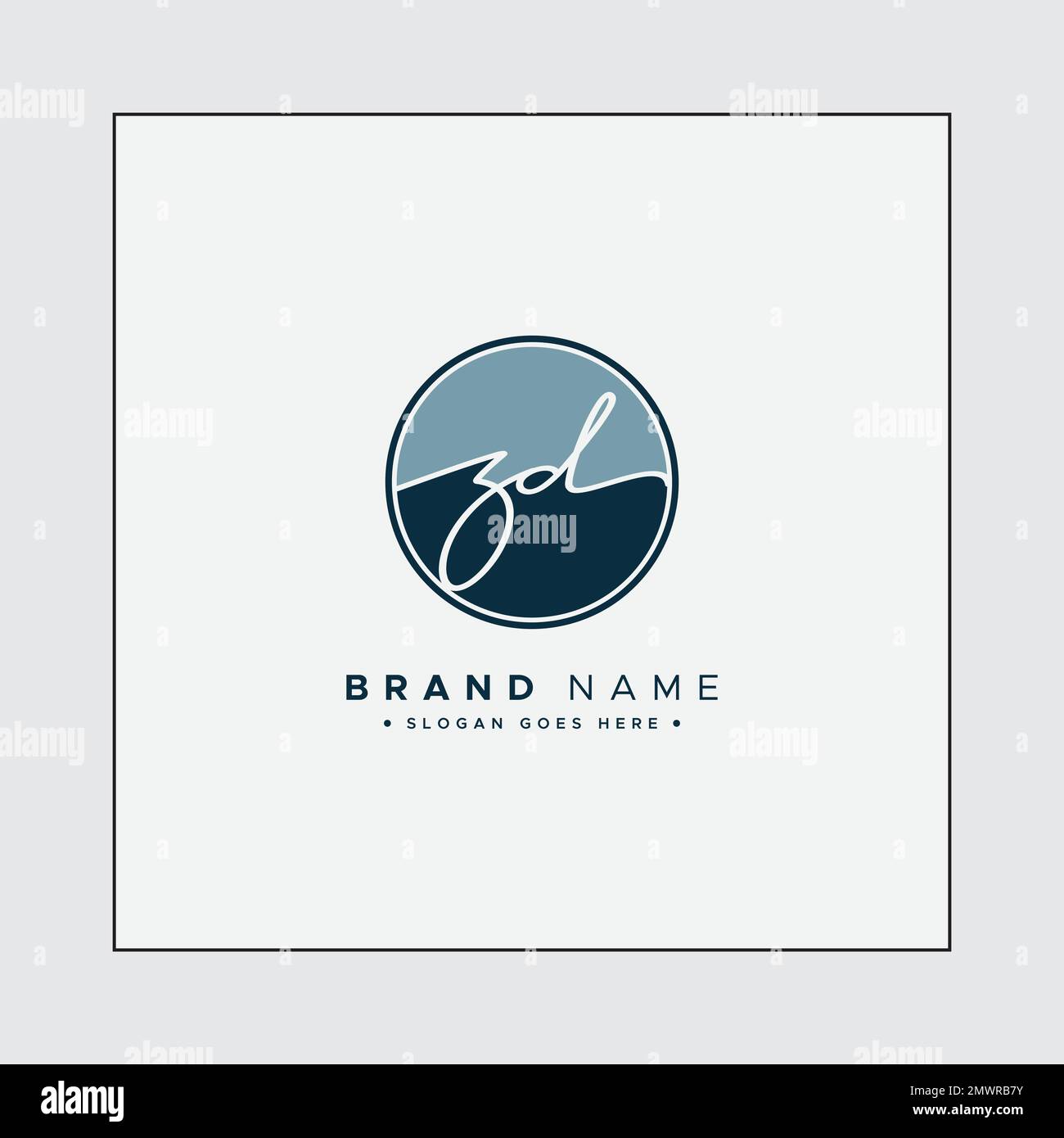 Initial Signature Logo for Letter ZD - Vector Logo Template in Handwritten Signature Style Stock Vector