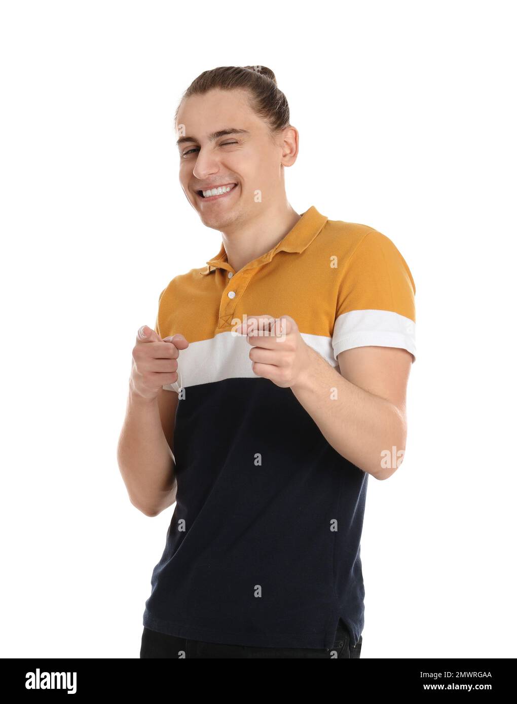 Portrait of happy young man on white background Stock Photo - Alamy