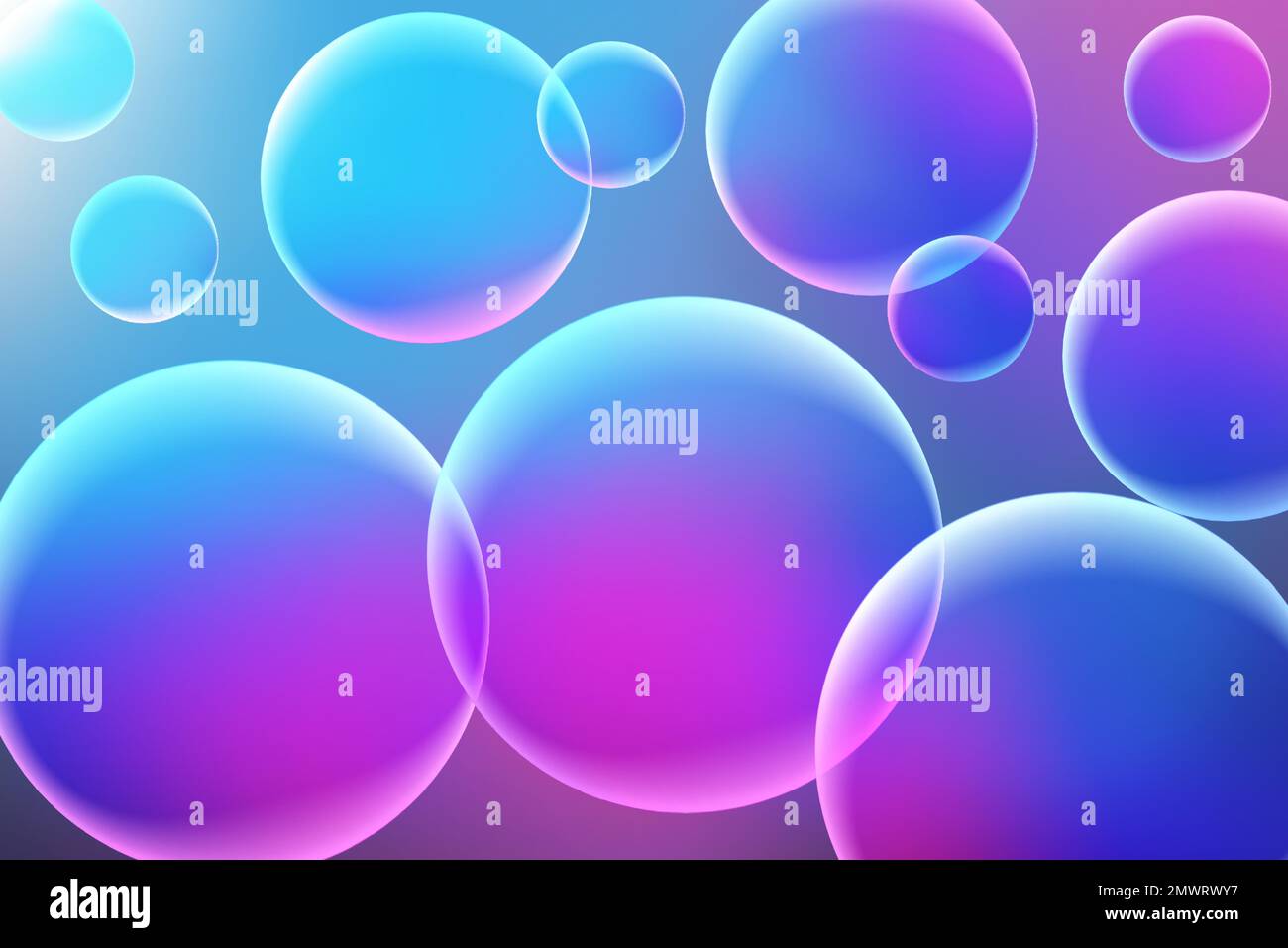 Abstract gradient mesh glowing background with 3D sphere shapes Stock Vector