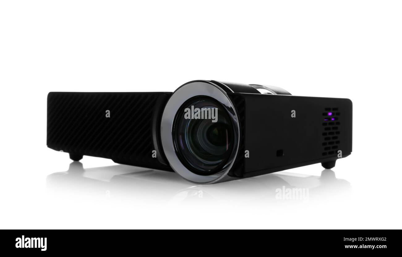 Modern digital video projector isolated on white Stock Photo Alamy