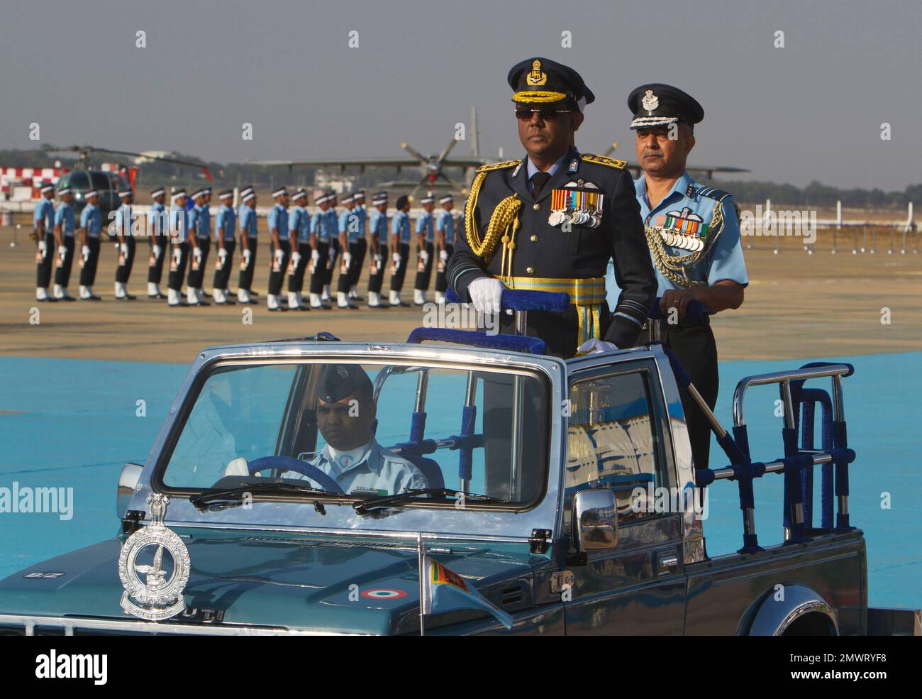Air Marshal KVB Jayampathy, Commander, Sri Lanka Air Force, reviews the  graduation parade at the Indian Air Force academy in Dundigal, outskirts of  Hyderabad, India, Saturday, Dec. 17, 2016. A total of