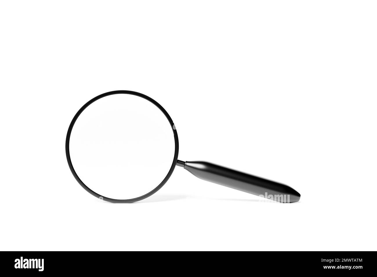 3D illustration of a  magnifying glass with shadow  on white isolated  background Stock Photo