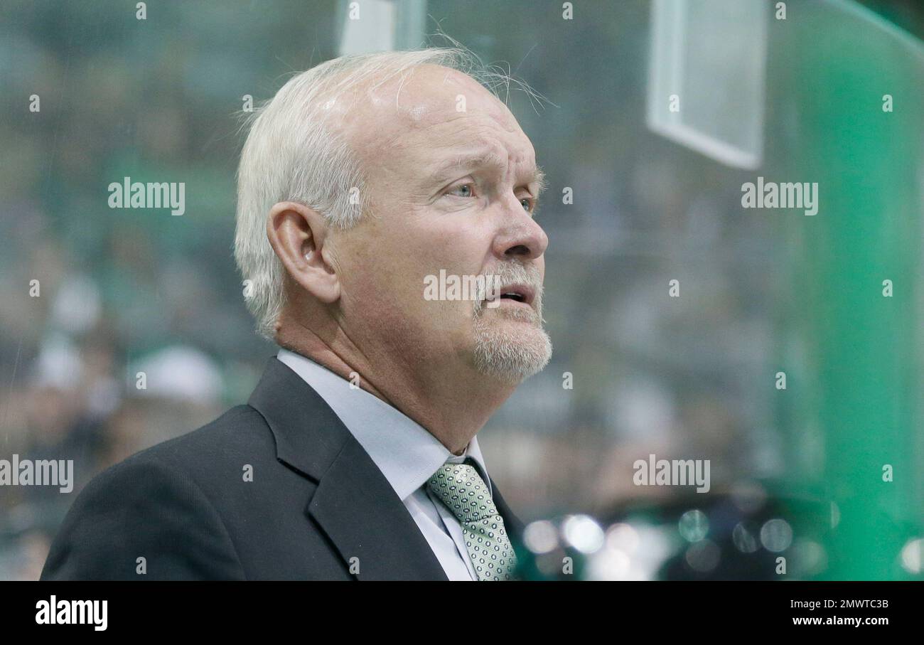 Dallas Stars head coach Lindy Ruff watches from the bench during the first  period of an NHL hockey game against the Anaheim Ducks in Dallas, Tuesday,  Dec. 13, 2016. (AP Photo/LM Otero
