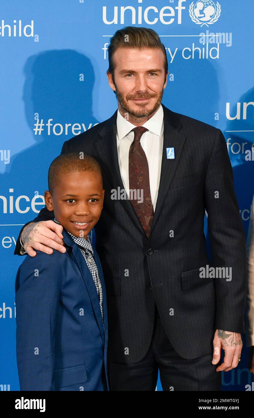 UNICEF Goodwill Ambassador David Beckham Right Poses With Remi Van unicef-goodwill-ambassador-david-beckham-right-poses-with-remi-van