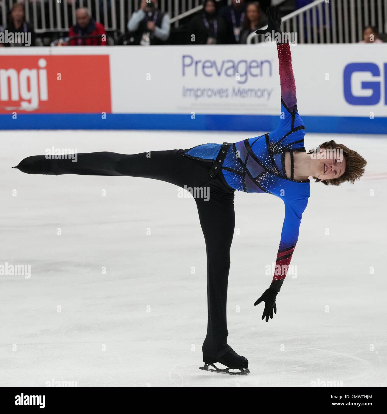 San Jose, California, USA. 29th Jan, 2023. Ilia Malinin performs the U