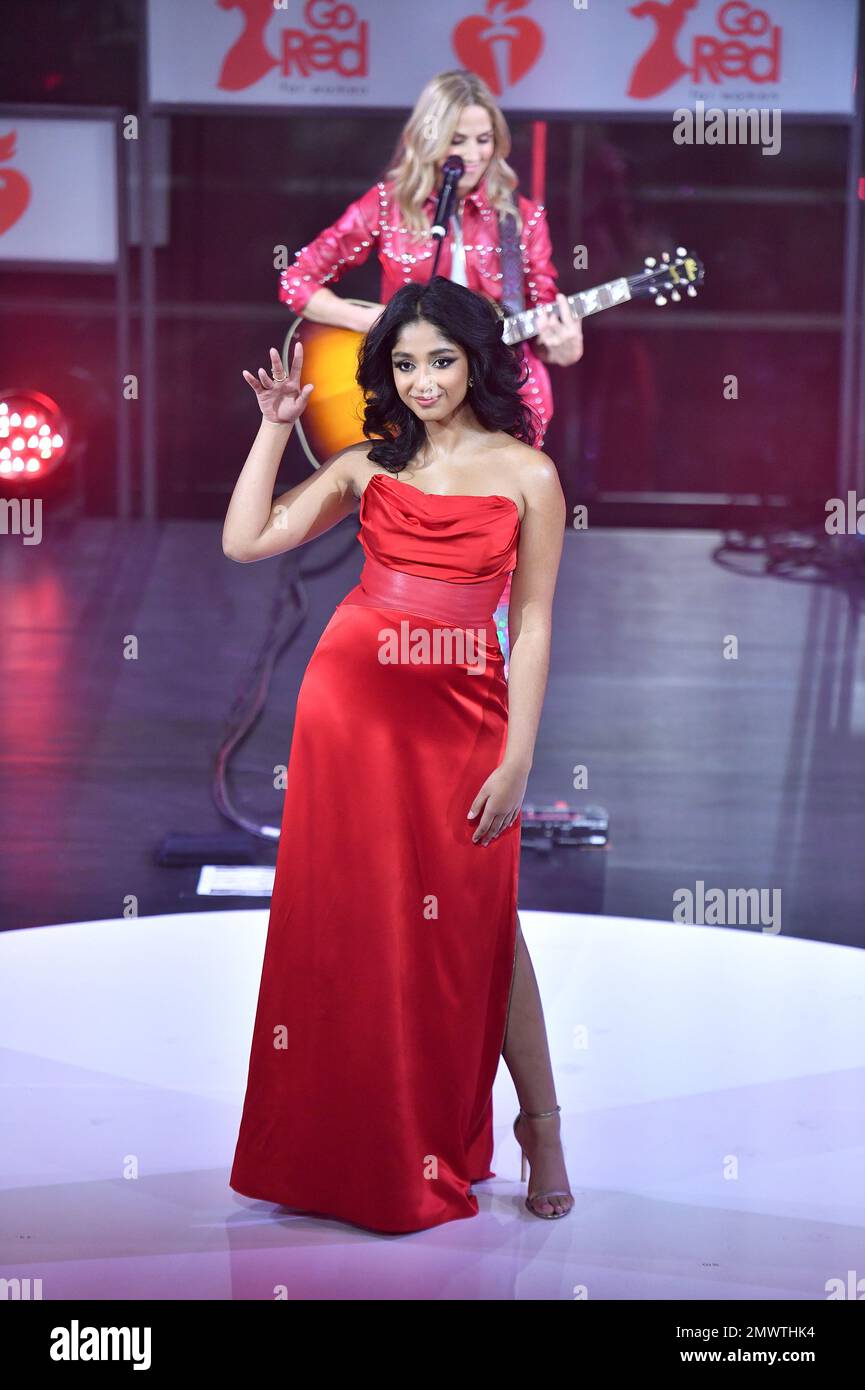 maitreyi ramakrishnan red dress New York, USA. 01st Feb, 2023. Maitreyi Ramakrishnan does a fashion walk during the concert performance at the American Heart Association's Go Red for Women Red Dress Collection, held at Jazz at