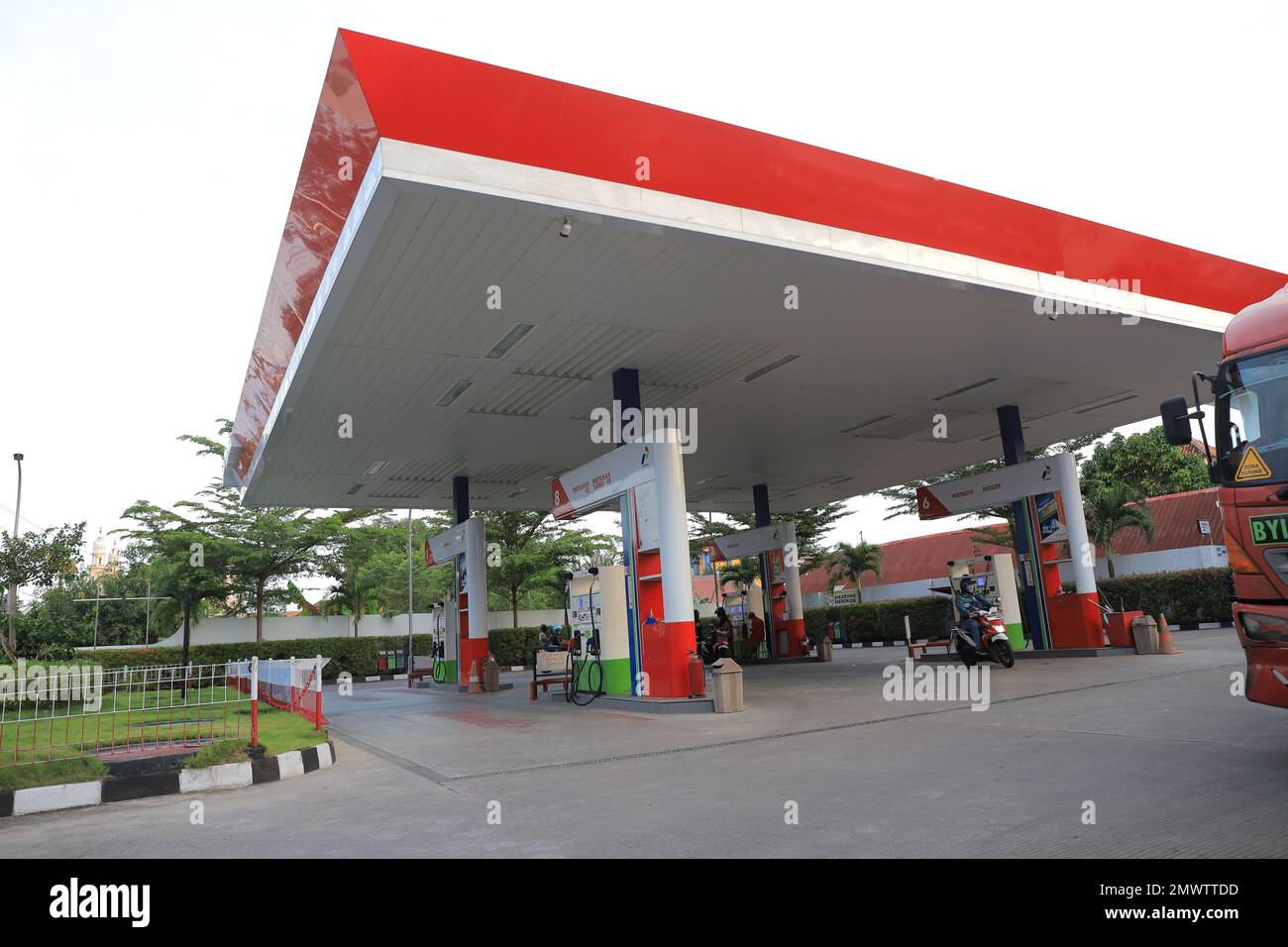 Indonesia March 05, 2021. Gas stations owned by Pertamina, an