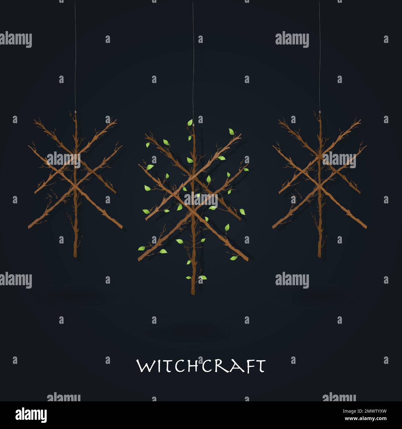 Witchcraft wooden symbols Stock Vector