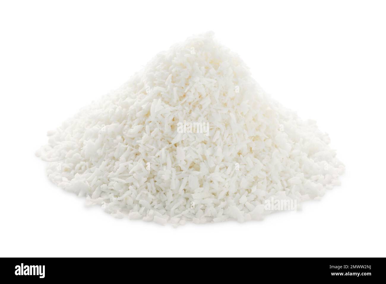 Heap of fresh coconut flakes isolated on white Stock Photo Alamy