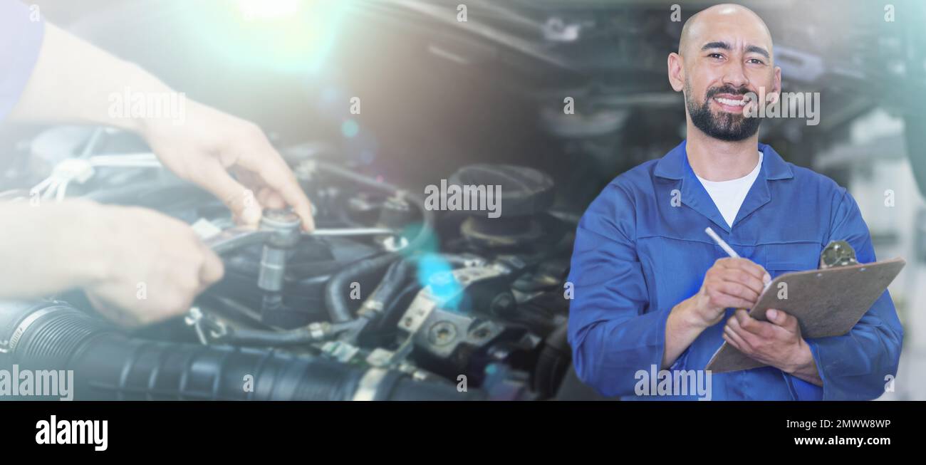 Auto mechanic worker writing hi-res stock photography and images - Alamy