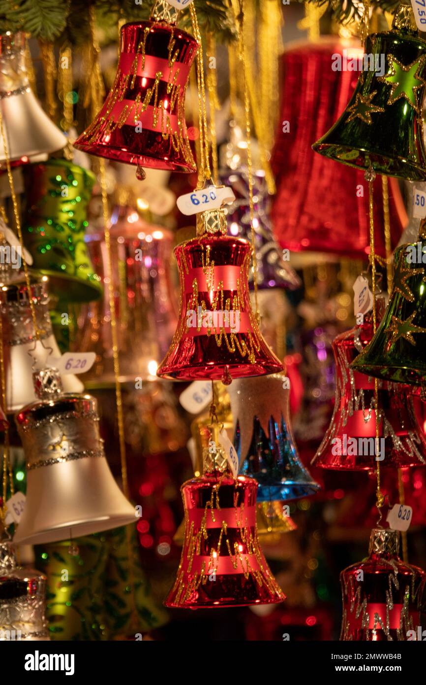 Christmas Decorations at Munich Christmas Market, Munich, Germany Stock