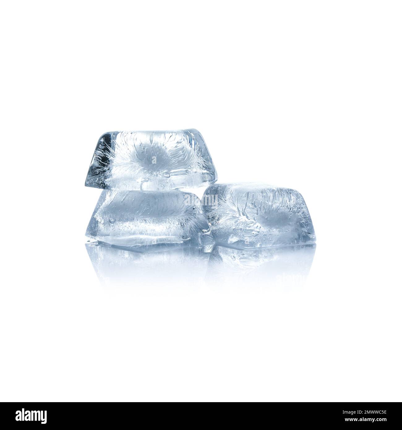 Crystal clear ice cubes isolated on white Stock Photo Alamy