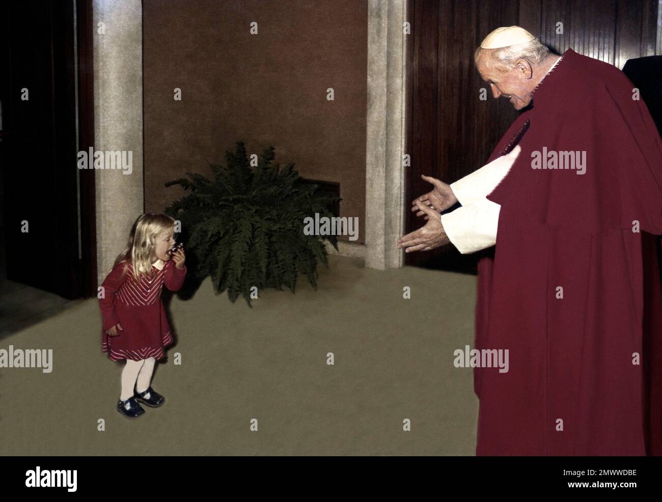 Pope John Paul II with child Stock Photo