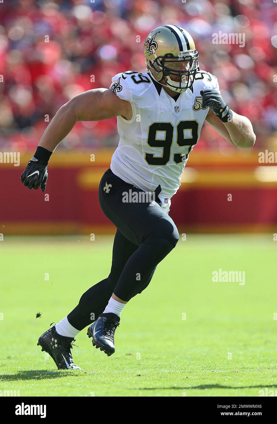 New Orleans Saints defensive end Paul Kruger (99) rushes against the