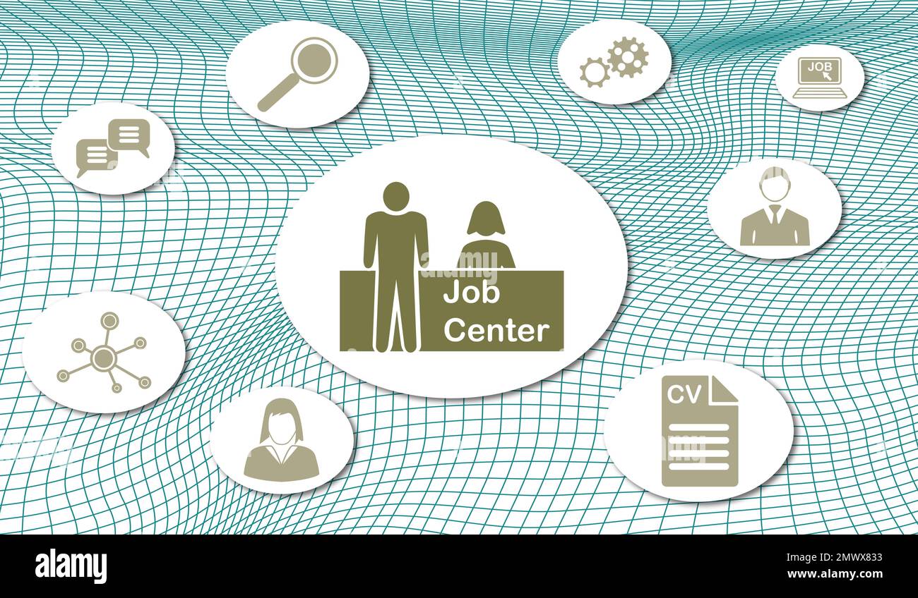 Concept of job search with icons on mesh network Stock Photo - Alamy