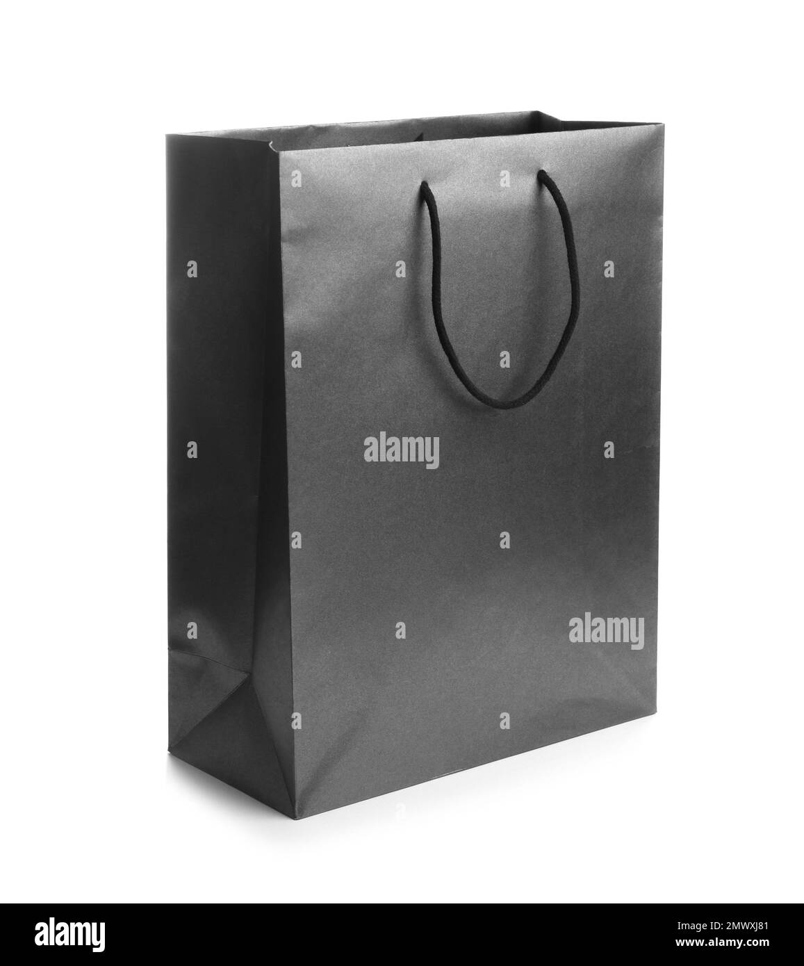 Black shopping paper bag isolated on white Stock Photo