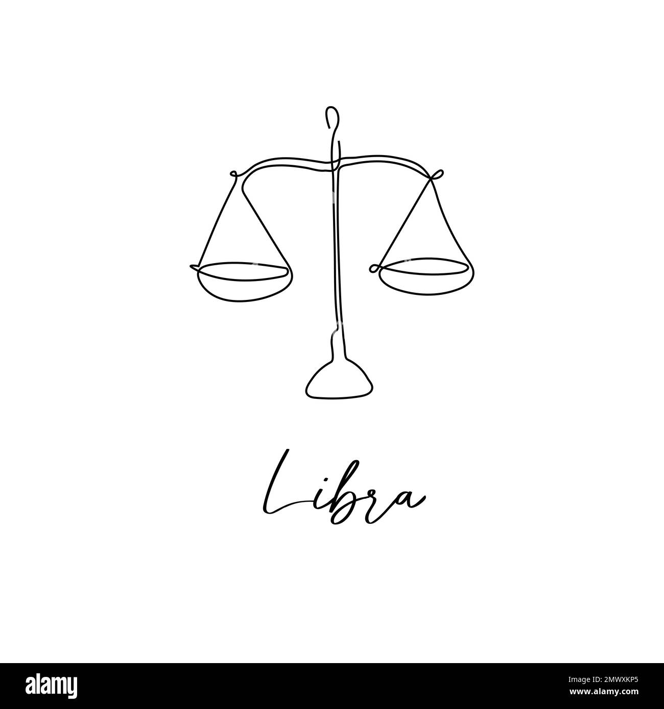 Astrology Zodiac Sign Libra Horoscope Symbol In Line Art Style Isolated