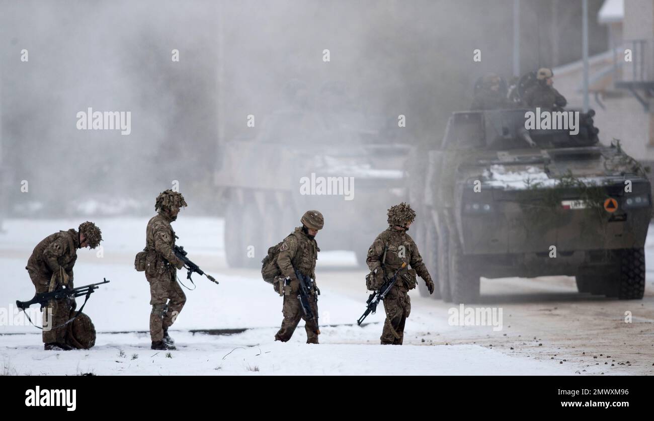 Soldiers take part in the NATO military exercise 'Iron Sword 2016' at a ...