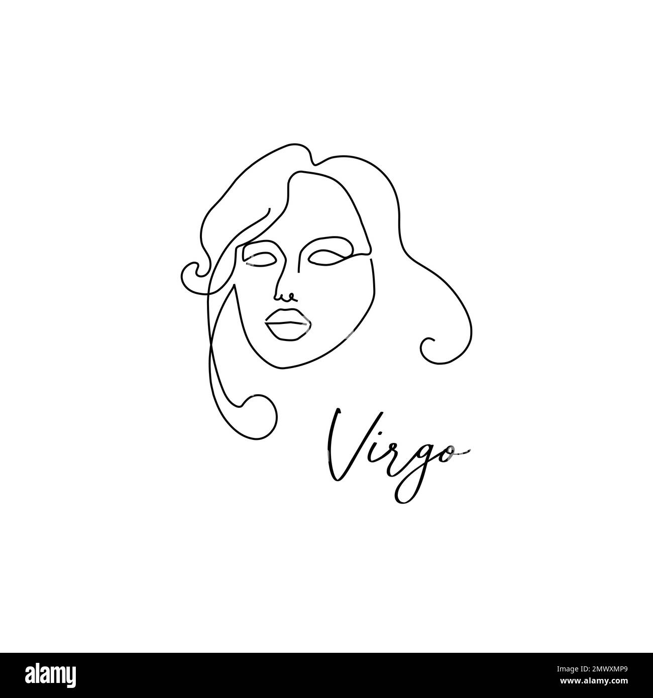 Astrology zodiac sign Virgo horoscope symbol in line art style isolated
