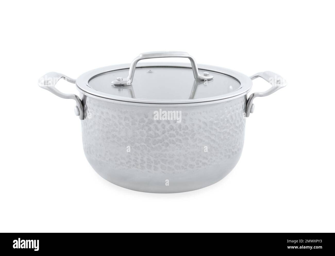 Steel pot with lid isolated on white Stock Photo - Alamy