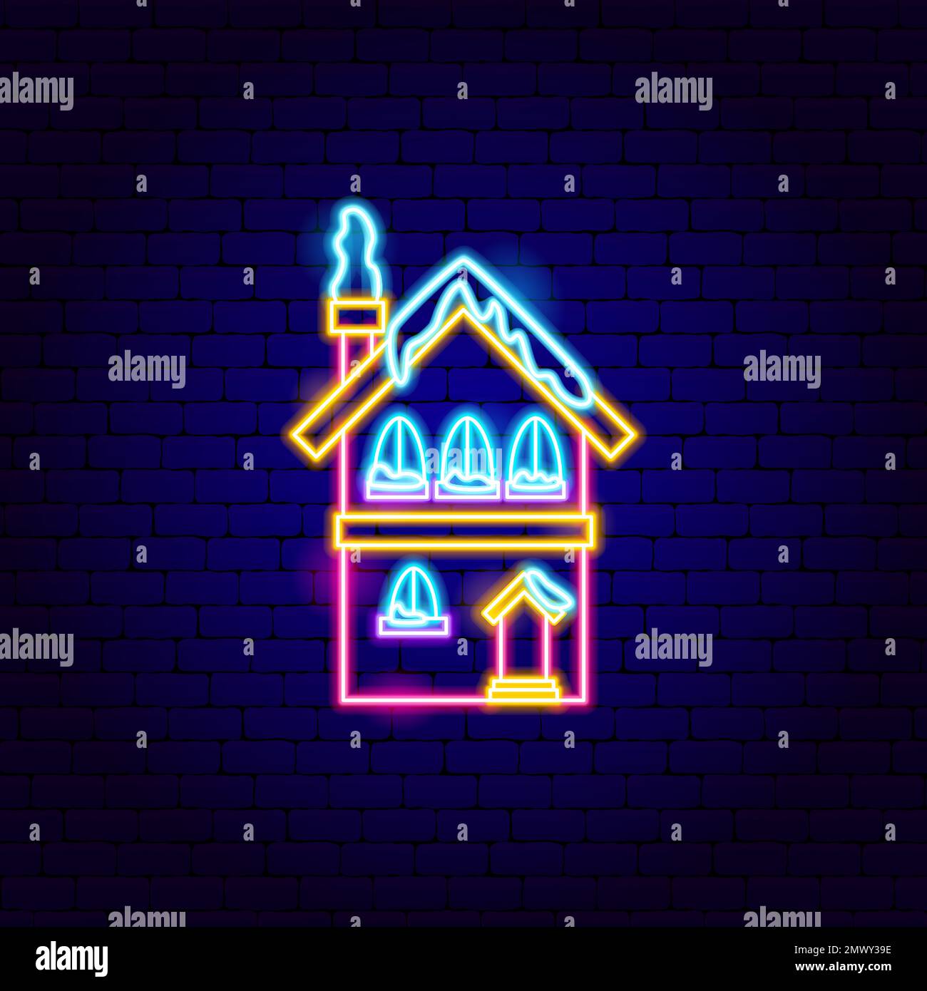 Snow Neon Pink House Sign Stock Vector Image & Art Alamy