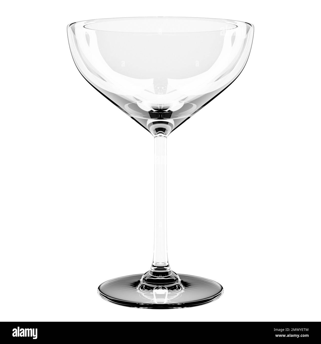 3d illustration of a glass martini goblet on a white  background. Glass realistic illustration Stock Photo