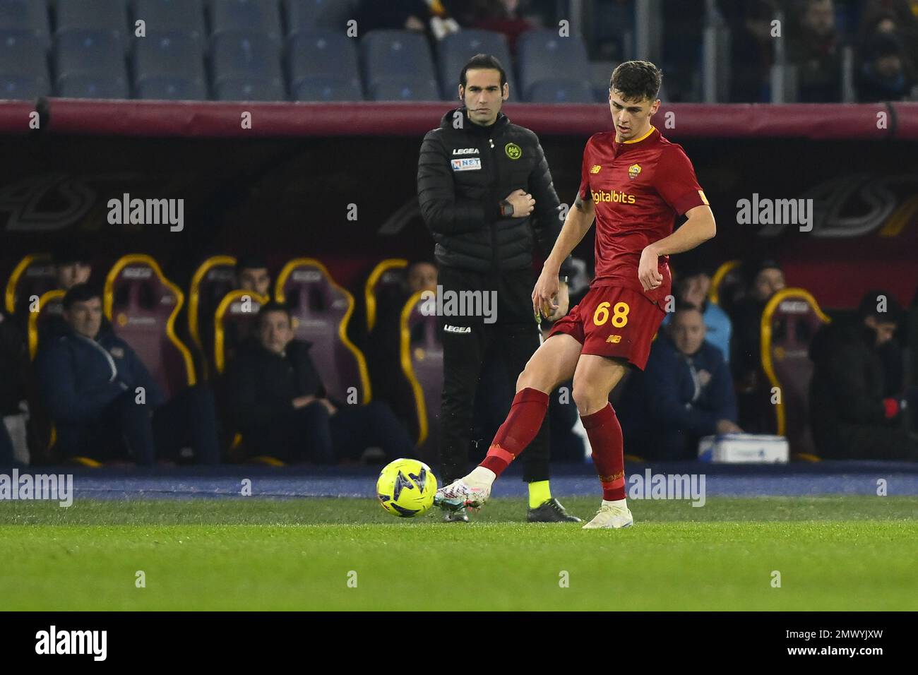 Italy: AS Roma vs Genoa CFC - Italian Cup Benjamin Tahirovic of A.S. Roma  during the Coppa