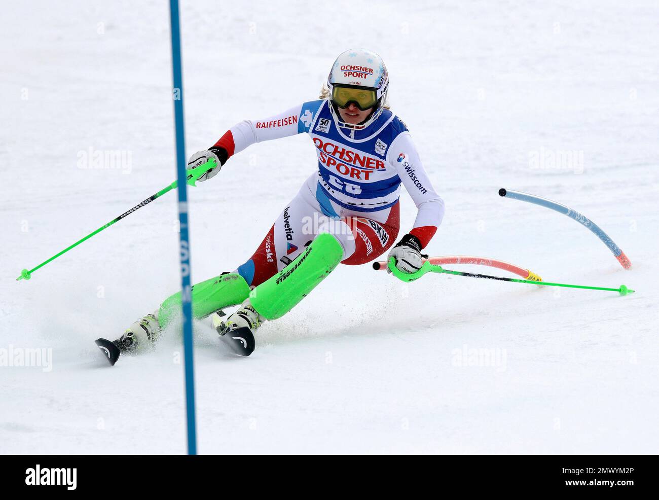 Denise Feierabend, of Switzerland, competes during her first run in the  women's FIS Alpine Skiing World Cup slalom race, Sunday, Nov. 27, 2016, in  Killington, Vt. (AP Photo/Charles Krupa Stock Photo - Alamy