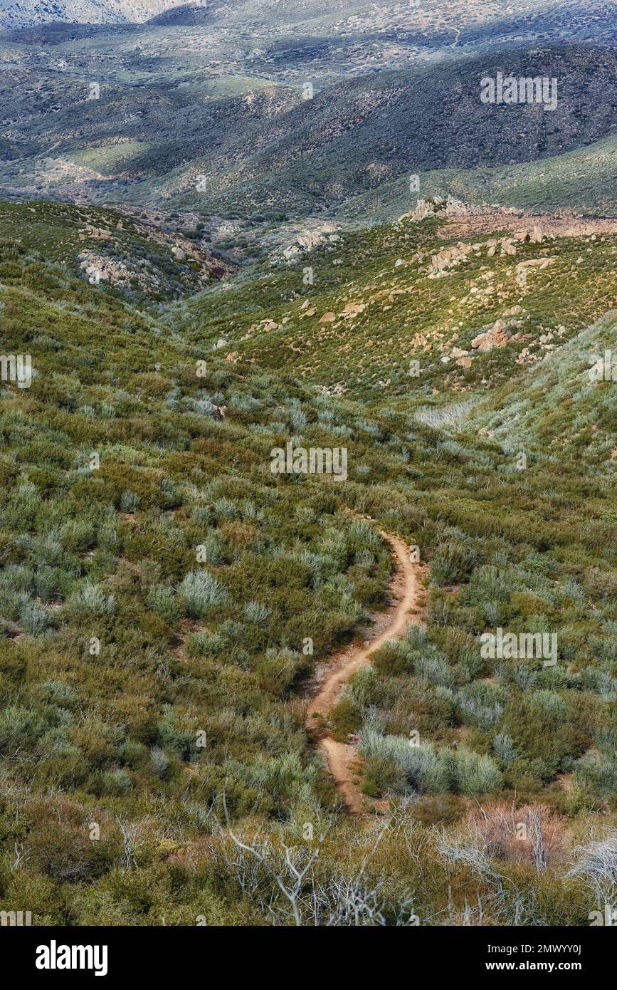 Desert trail - Anza-Borrego. Trail in in Anza-Borrego Desert State Park, Southern California, USA. Stock Photo