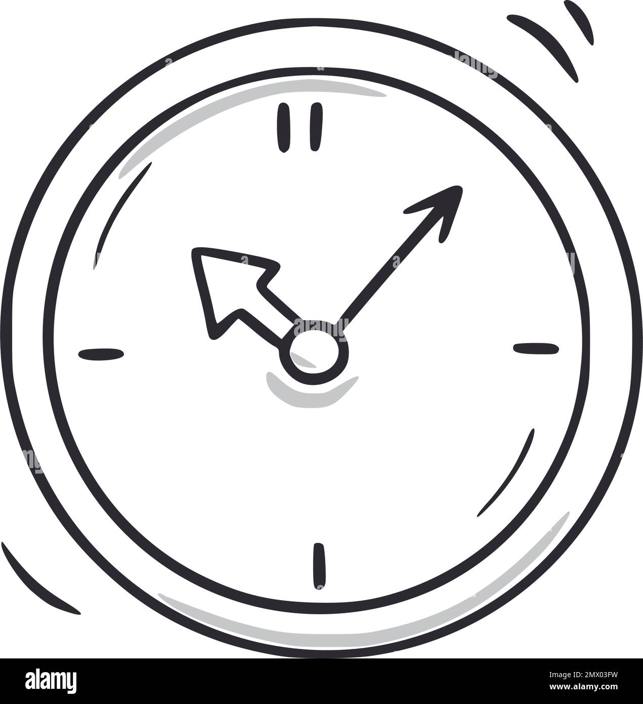 Clock doodle. Clock time hand drawn sketch style icon. Time measurement doodle drawn concept. Vector illustration Stock Vector