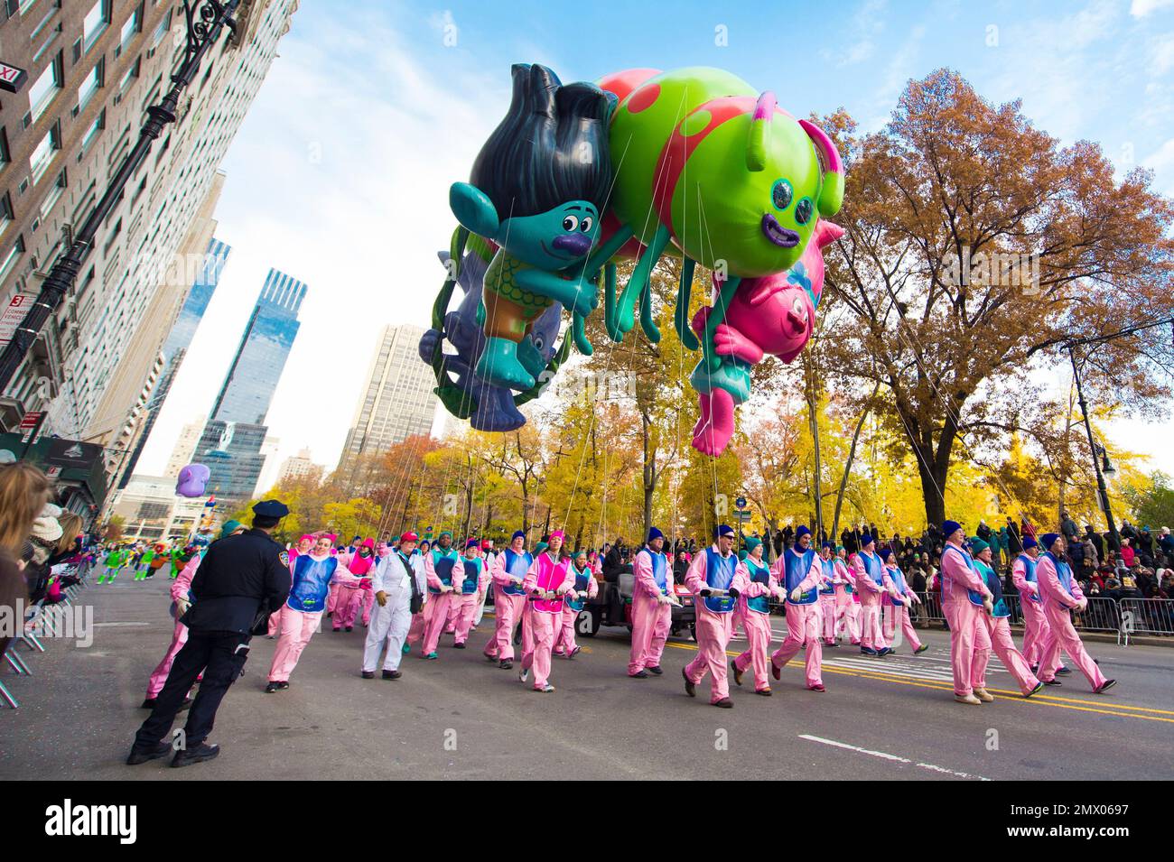 The Trolls balloon is seen on 59th Street during the Macy's ...