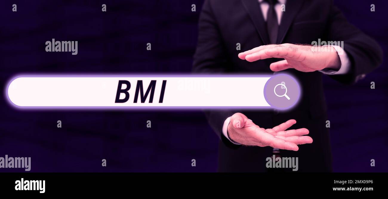 Sign displaying Bmi. Conceptual photo Method of estimating body fat ...