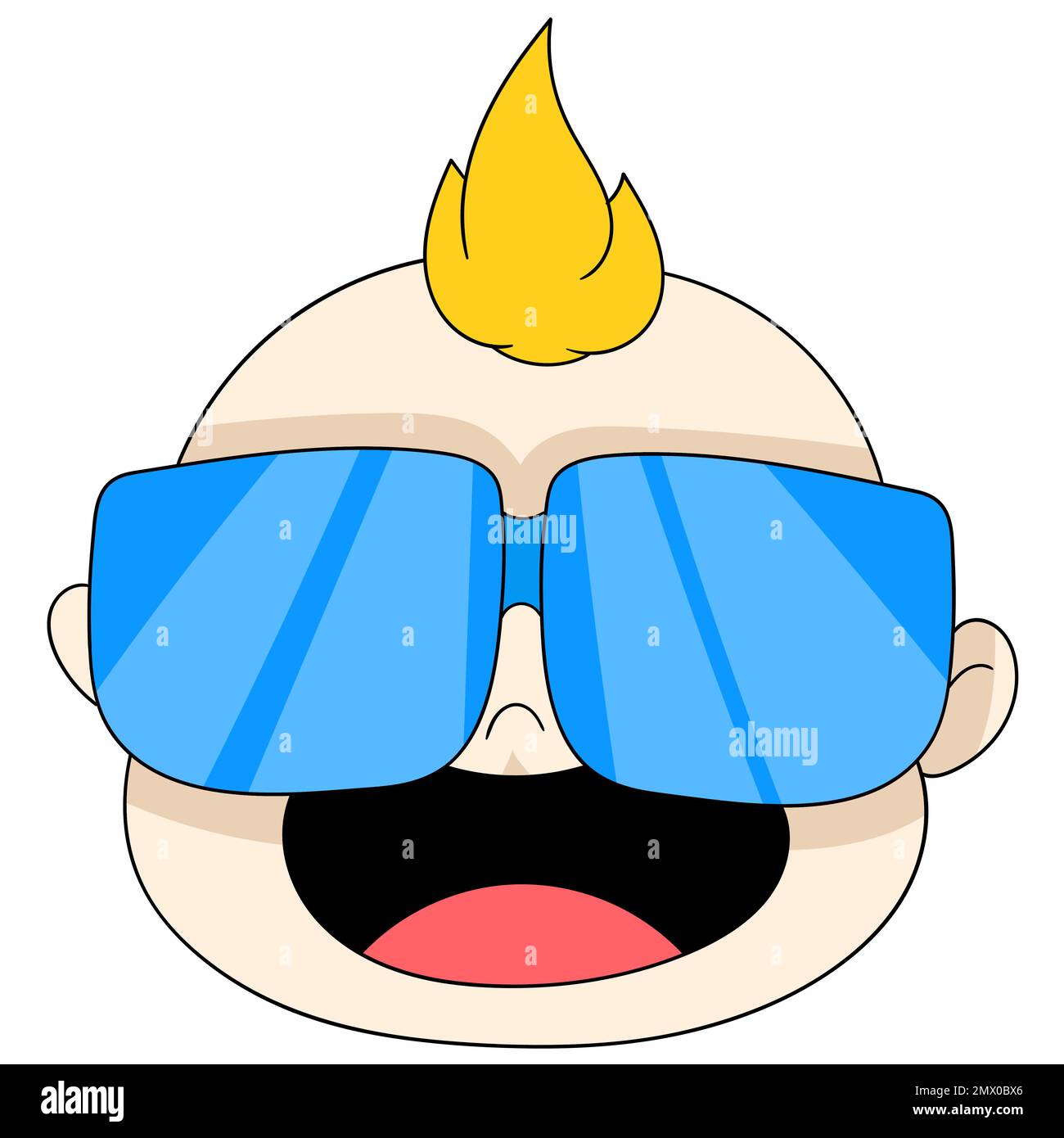 head of baby boy with spiked hair wearing cool rapper glasses. vector design illustration art Stock Vector