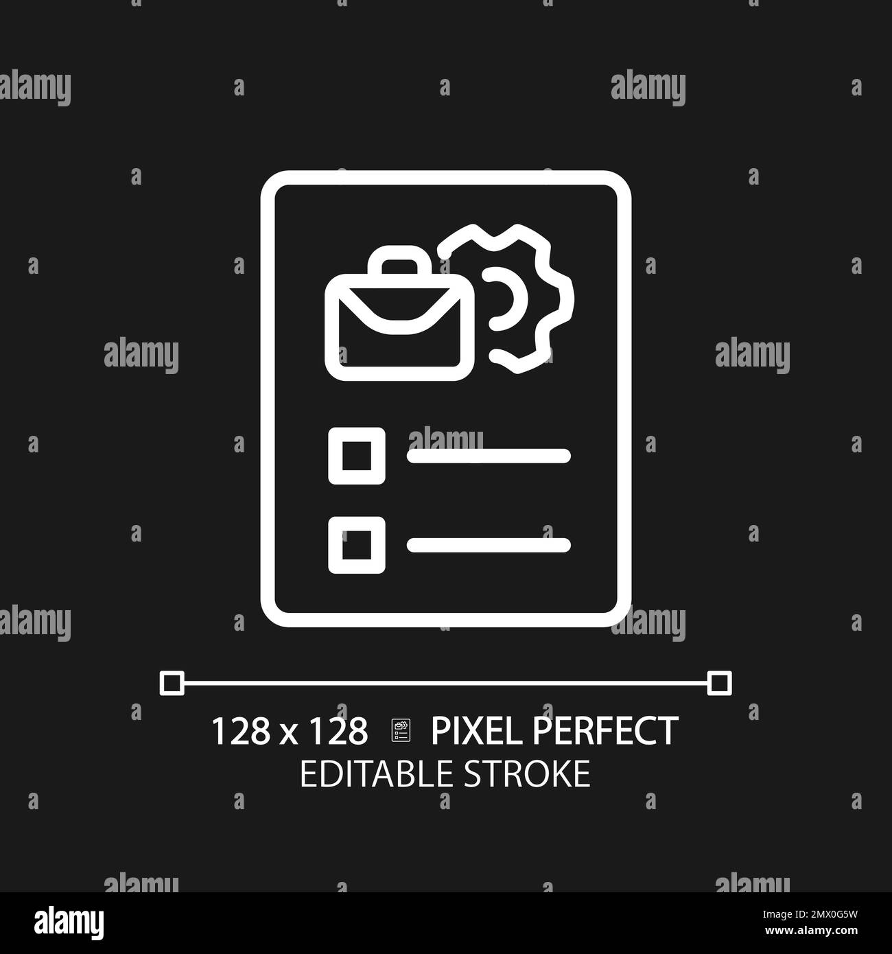 Job description pixel perfect white linear icon for dark theme Stock Vector