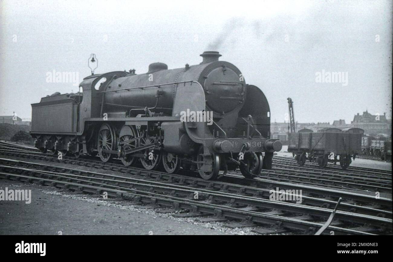 Southern Railway built S15 Class 4-6-0 steam locomotive No.836 seen in Southern Railway livery. Stock Photo