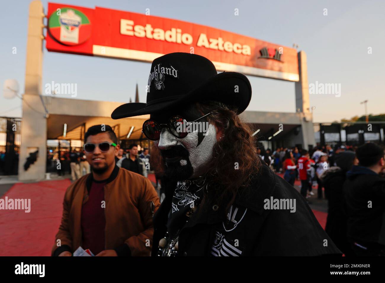 Oakland Raiders fans arrive to Azteca Stadium before an NFL football ...
