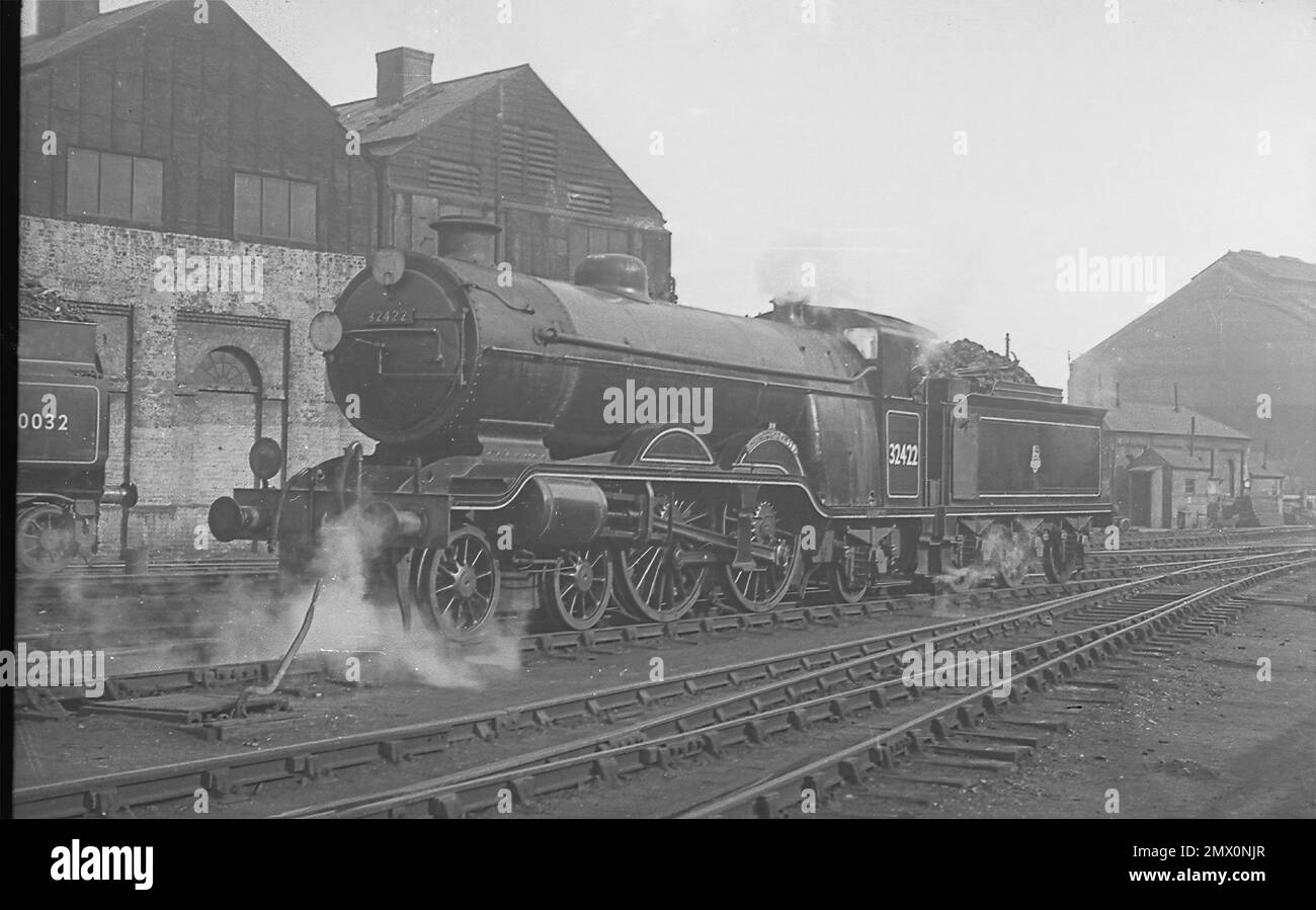 Former LBSCR Marsh Atlantic 4-4-2 as BR 32424 'Beachy Head' at Brighton in about October 1952 Stock Photo