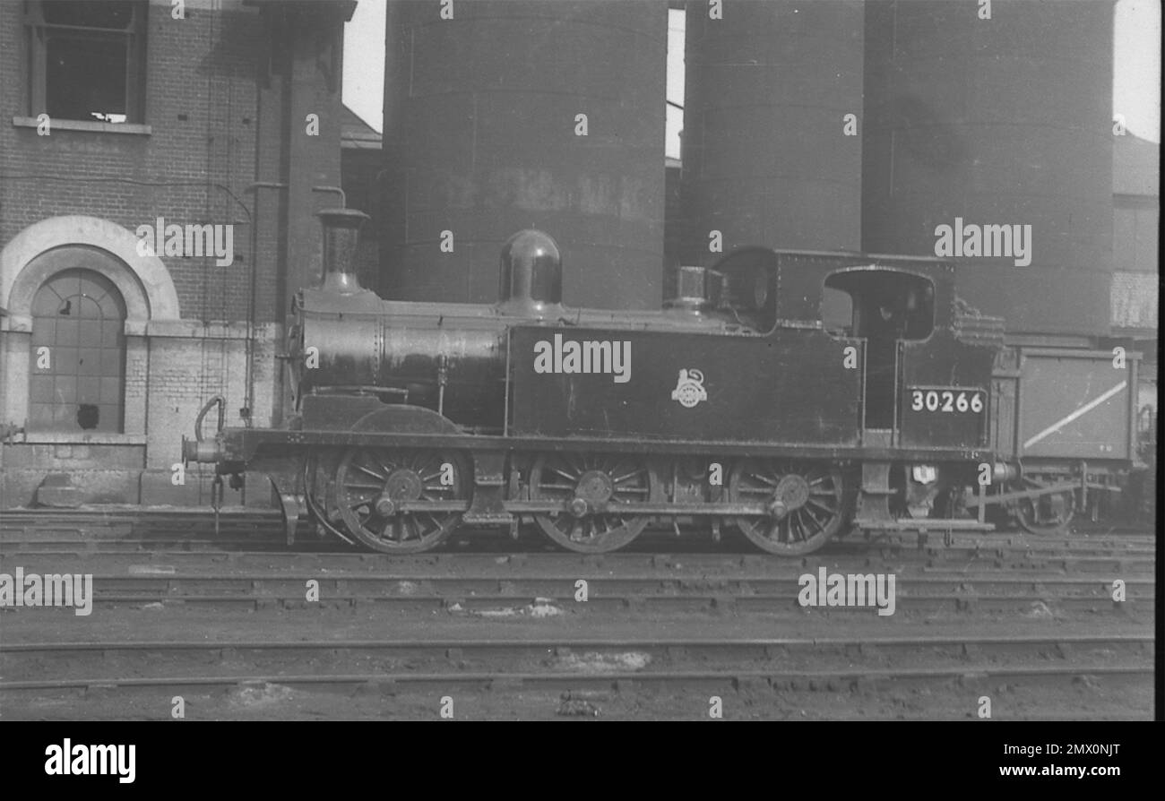 Former LSWR Adams Class G6 0-6-0T as BR 30266 at Brighton in October 1952 Stock Photo