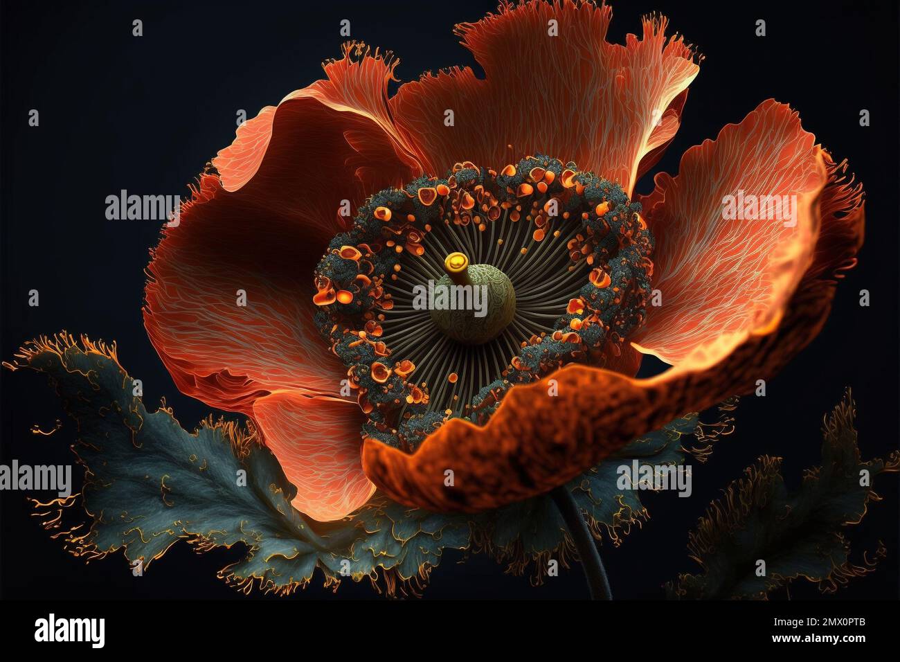 wild beautiful fantasy flower with bright clear colors, magical and