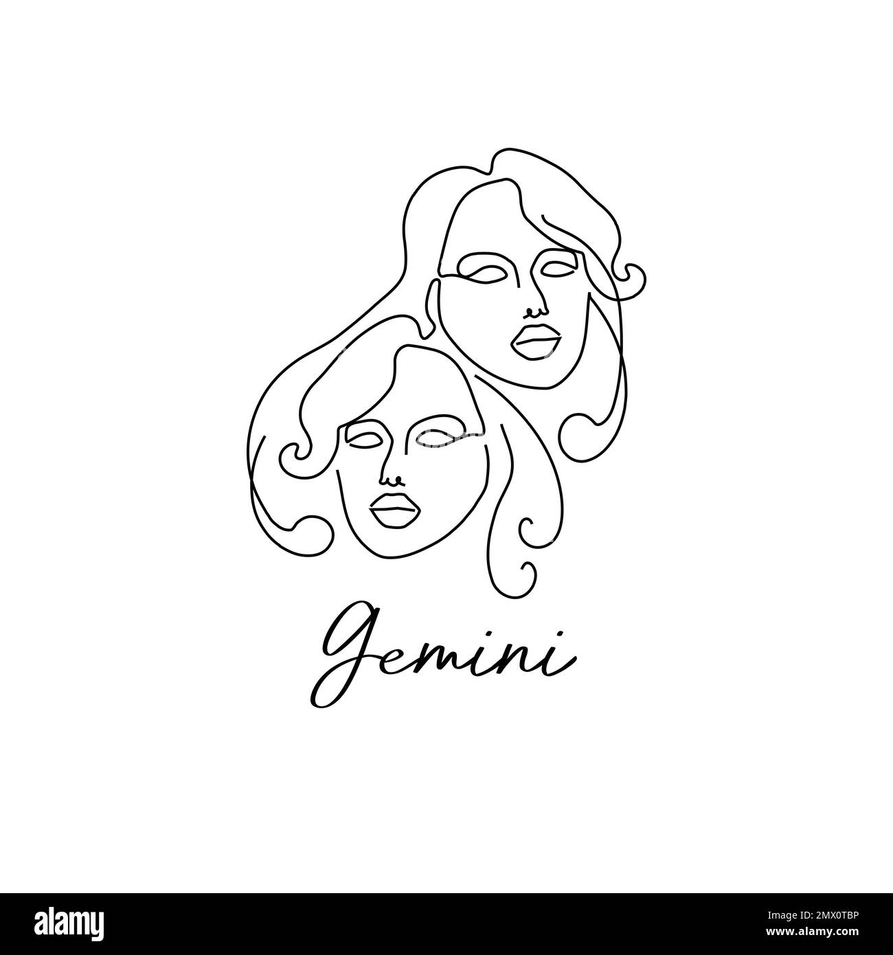 Astrology zodiac sign Gemini horoscope symbol in line art style