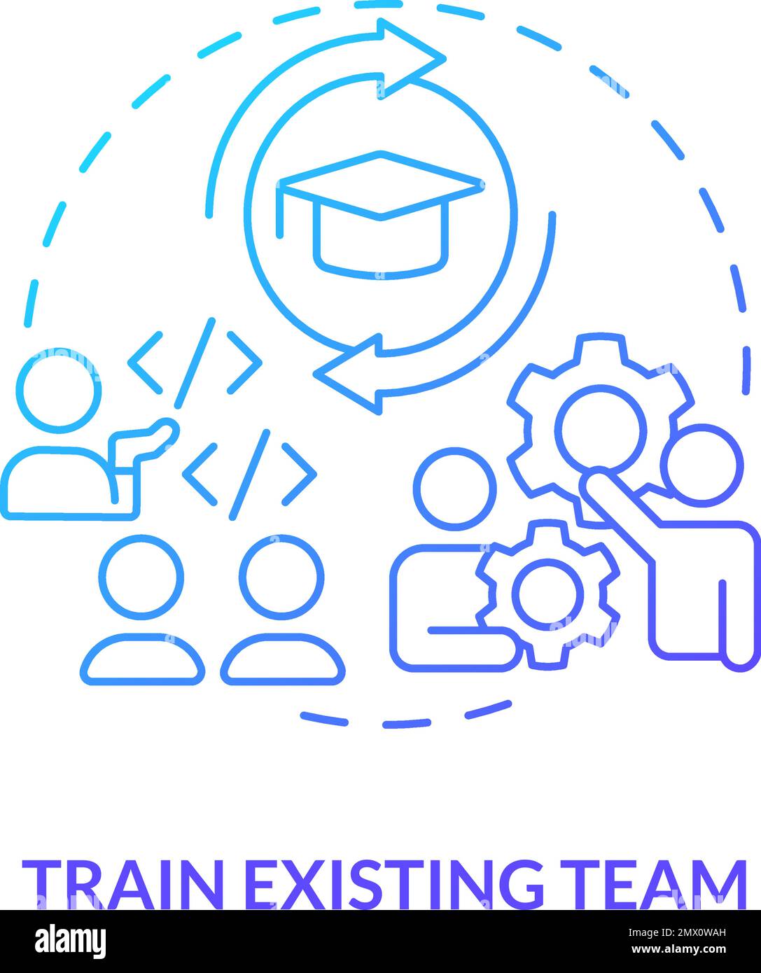 Train existing team blue gradient concept icon Stock Vector Image & Art