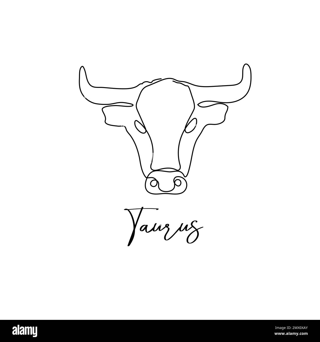 Astrology zodiac sign Taurus horoscope symbol in line art style