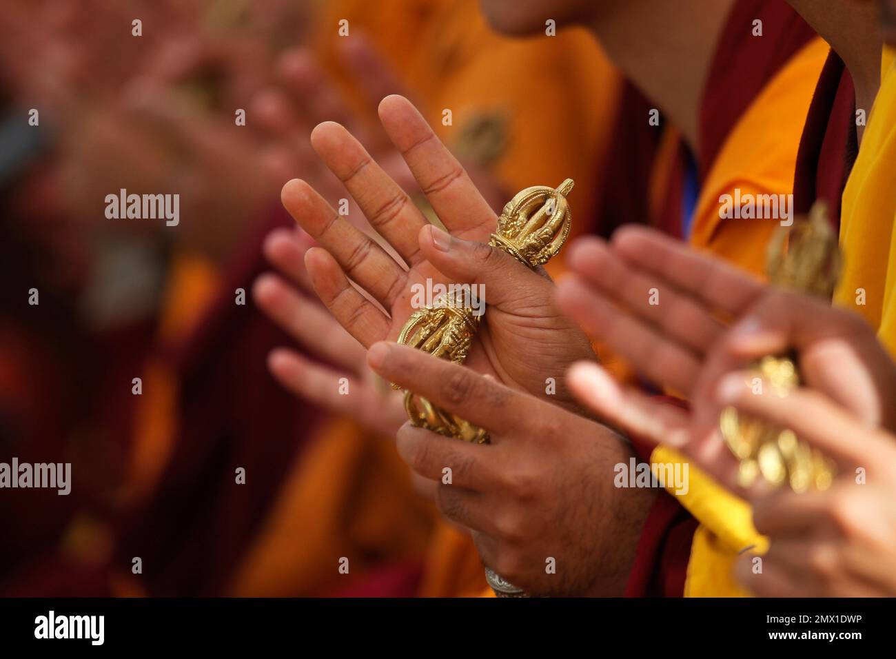Buddhist monks perform rituals during the purification ceremony of ...